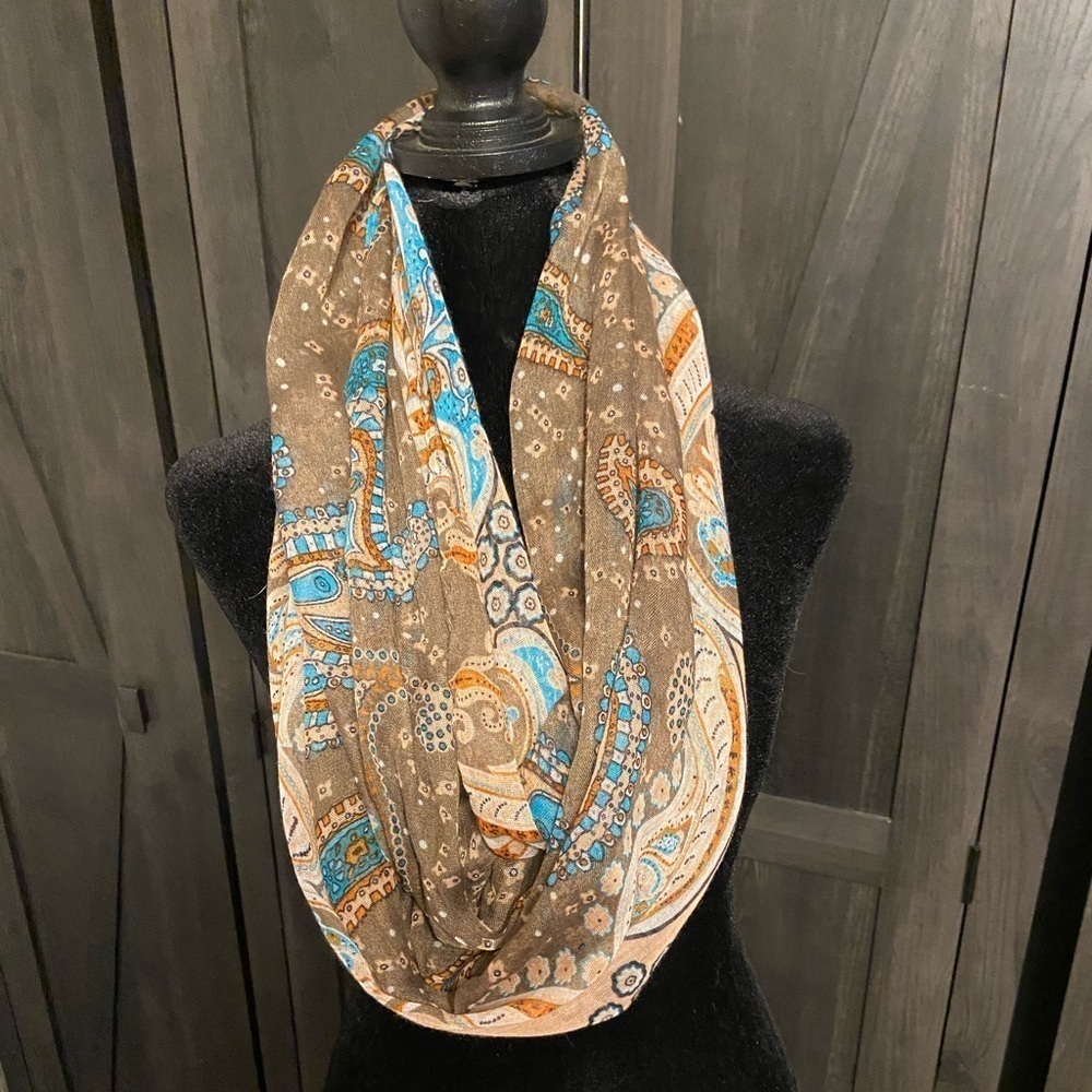 Blue and peach scarf